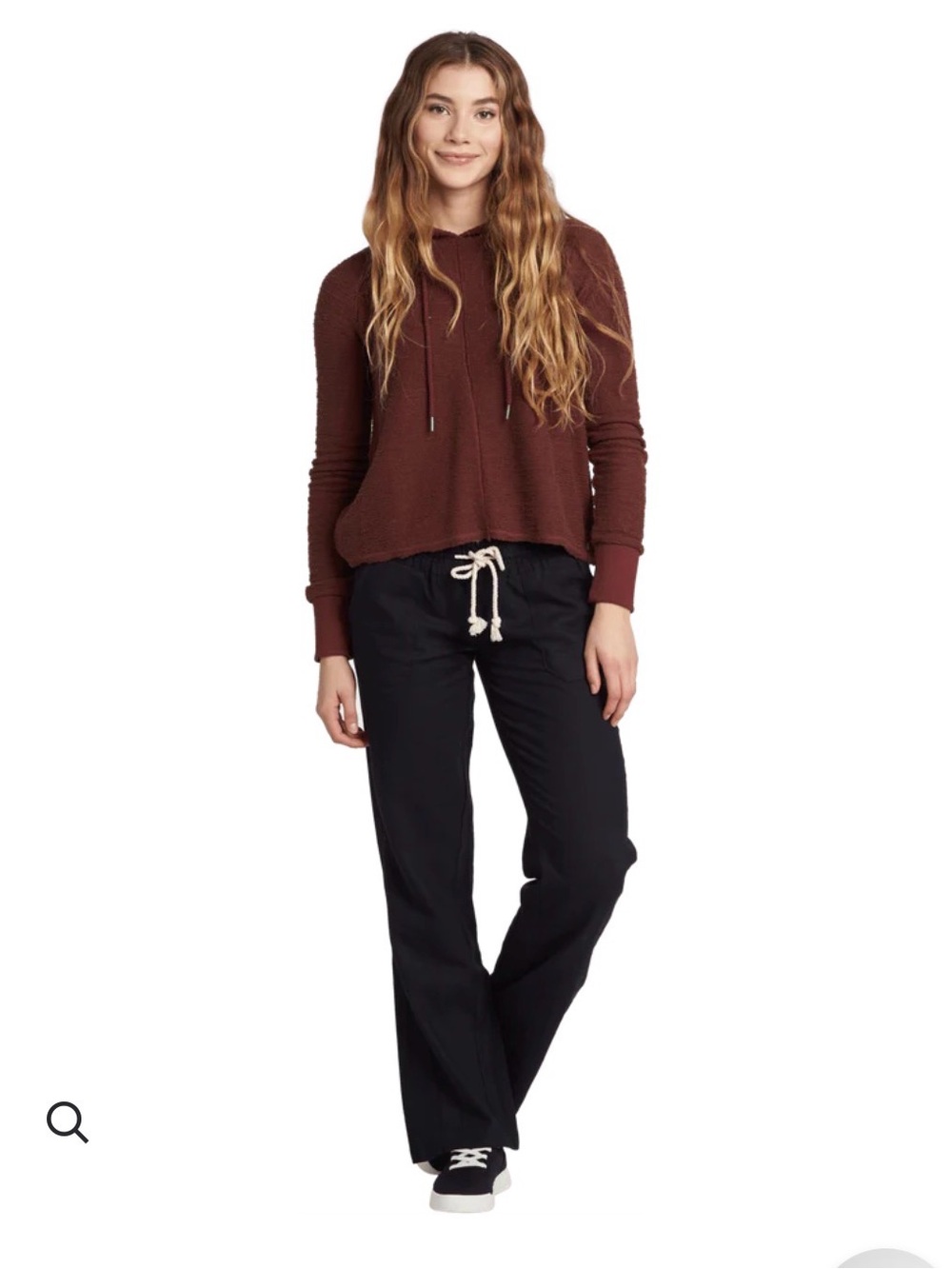 Roxy Women's Black Linen Blend Pull-On Pants Size S Drawstring Beach Casual